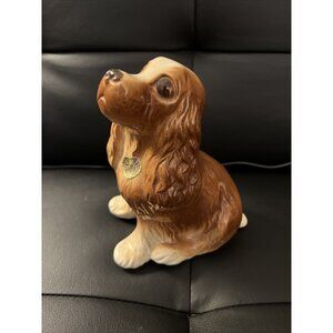 Vintage 1950s Royal Copley Cocker Spaniel Dog Glazed Porcelain Figurine 6" Tall